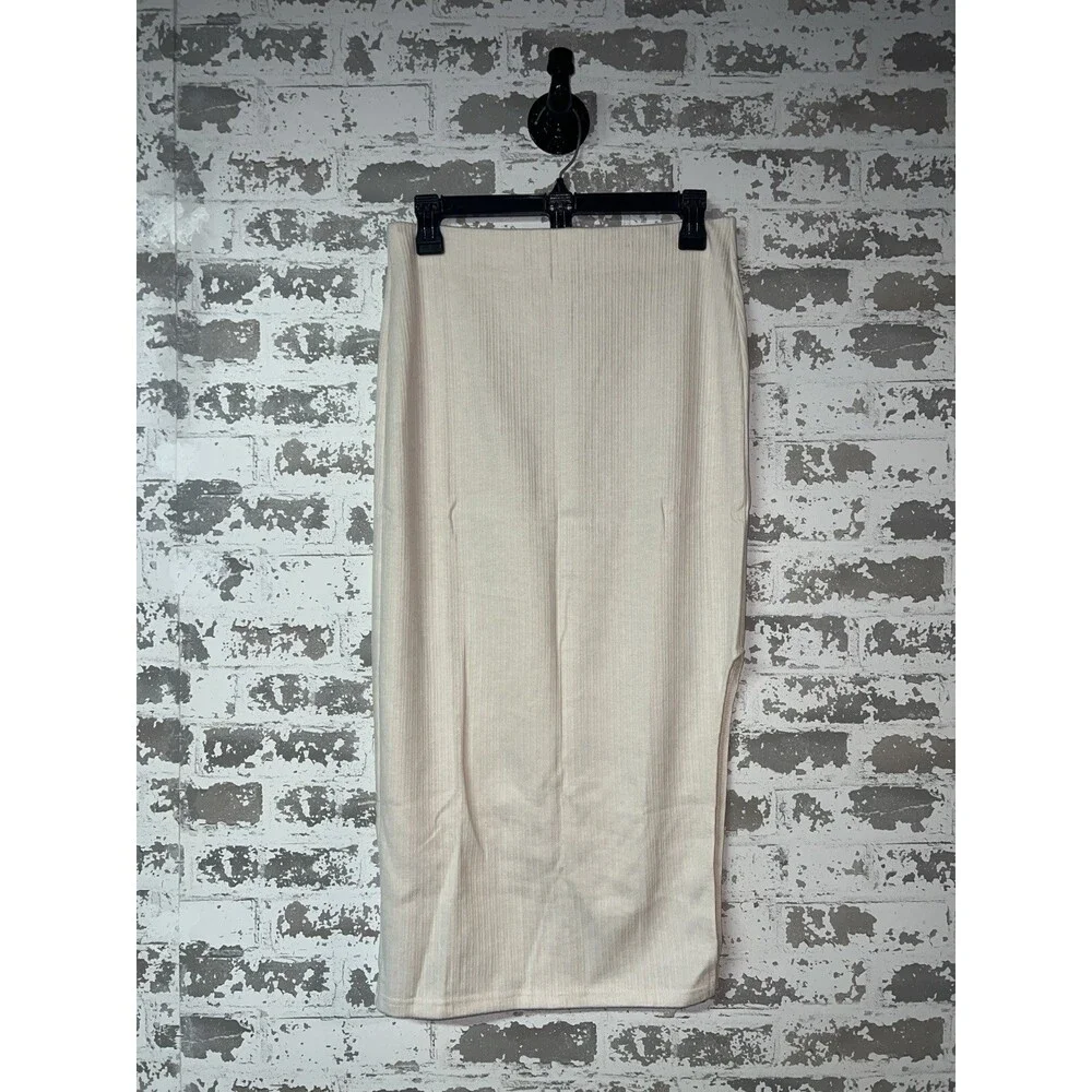 NWT! KATE KASIN Sweater Midi Skirt Set Medium Cream Ribbed Knit Two Piece Outfit